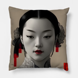 Beaux Animes Art, Ukiyo-e Irezumi Japanese Anime Girl Illustration Design Pillow