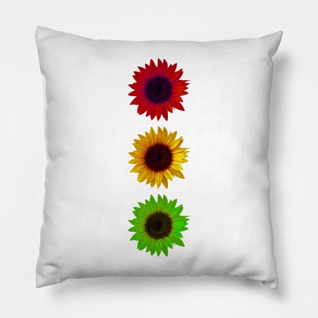 Colorful sunflowers traffic light Pillow by AsKartongs