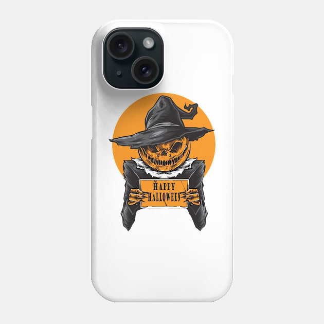 Pumpkin Head Scary Witch Happy Halloween Costume Gift Phone Case by markz66