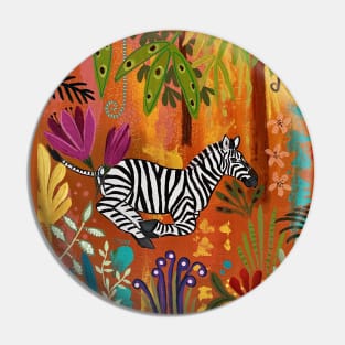 Zebra in the Rainbow Forest Pin