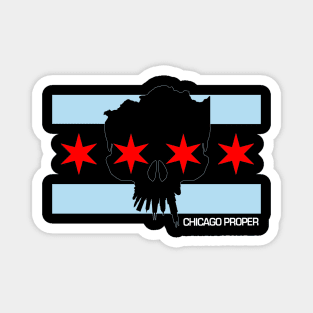 Chicago Proper Flag Skull Magnet