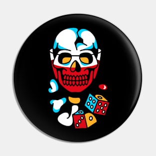 Skull glass and dice Pin