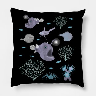 Deep Sea Fish and Plants Pillow