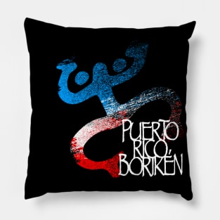 Koki Taino Puerto Rico Flag Colors Grunge Style Pillow