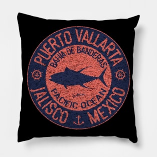 Puerto Vallarta, Jalisco, Mexico, with Yellowfin Tuna Silhouette Pillow