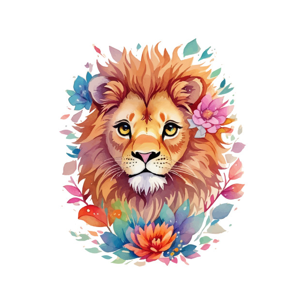 Lion Face Flower Art by Imagination Gallery