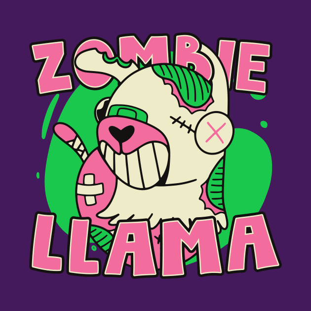 Cute Zombie Llama // Funny Halloween Zombie Animals by SLAG_Creative