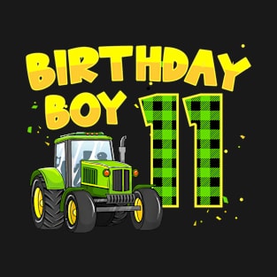 Kids 11th Birthday Boys 11 Year Old Farm Truck Tractor Party T-Shirt