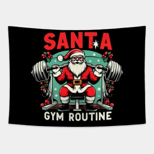 Santa Gym Routine Tapestry