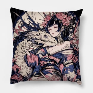 Geisha and Dragon 7802 Pillow