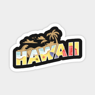 Retro Hawaii Beach Surfer Longboard Aloha Magnet