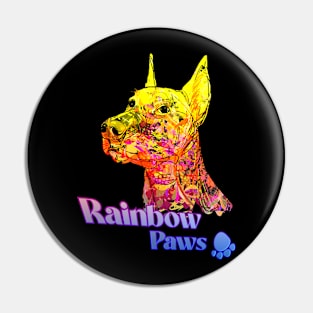 Rainbow paws - multicolor dog red Pin