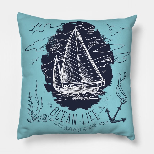 Ocean life shirt - underwater adventure Pillow by OutfittersAve