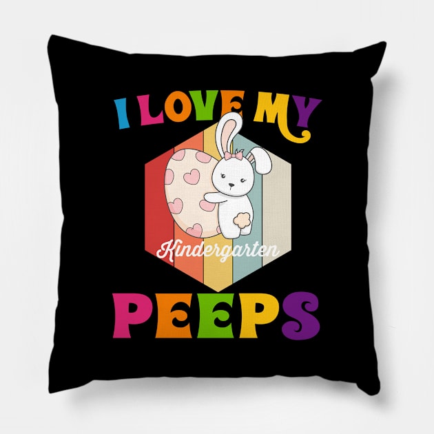 Funny I Love My Kindergarten Peeps teacher Easter Bunny Egg Classic Pillow by kevenwal