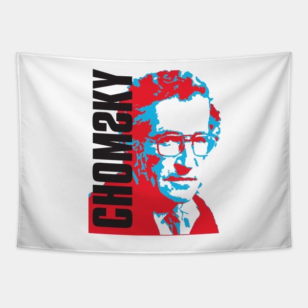 Chomsky red and blue Tapestry by DJVYEATES