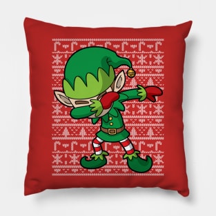 Dabbing Elf Ugly Christmas Sweater Pillow