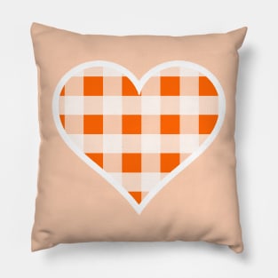 Orange and White Buffalo Plaid Heart Pillow