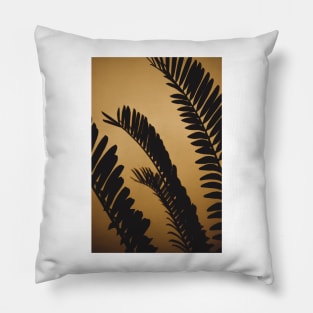 Golden Shaded Palm Leaves Pillow