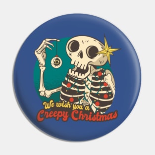 We Wich You Spooky Christmas Skeleton Funny Skull Pin