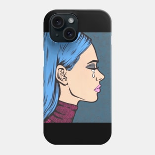 Blue Crying Comic Girl Phone Case