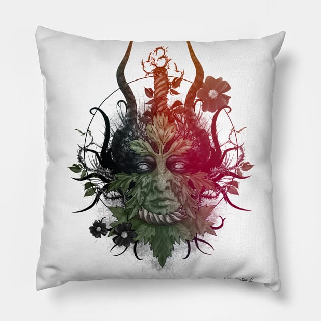 The Green Man Pillow by KnavishApparel