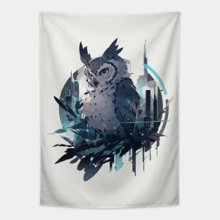 Cyber punk owl Tapestry