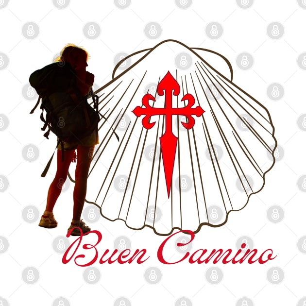 Buen Camino Woman Pilgrim Silhouette by Brasilia Catholic
