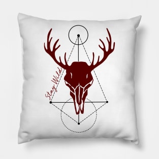 "Stay Wild" Deer Skull Geometric Design Pillow