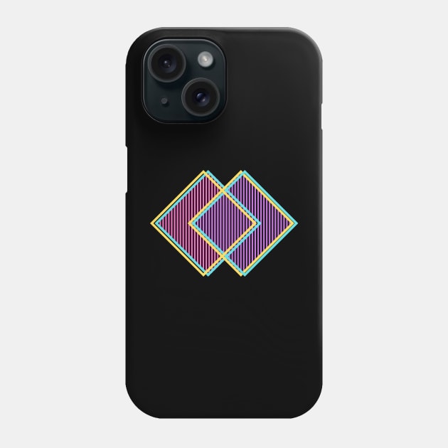 Techno Retro 80s - Striped Diamonds - Techno Abstract Geometrical Shapes Phone Case by mareescatharsis