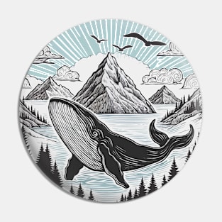 Mountain Whale Pin