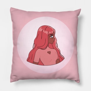 Pretty Pink Black Anime Girl Design Pillow