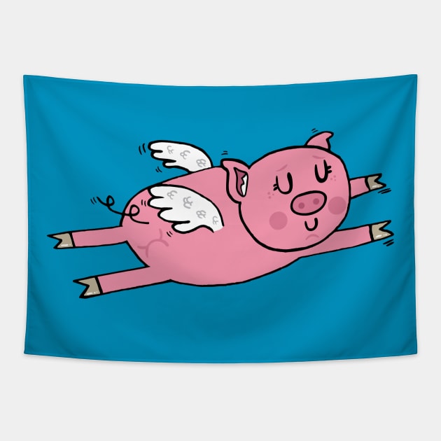 Flying pig Tapestry by adrianserghie