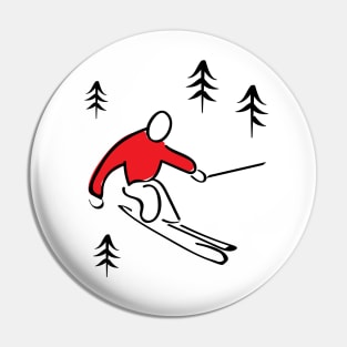 Skier Illustration Pin