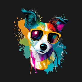 Colourful cool Jack Russell Terrier dog with sunglasses. T-Shirt