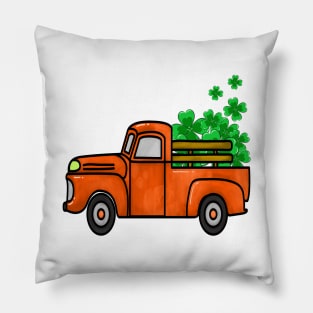 Orange St patricks Day Truck Pillow