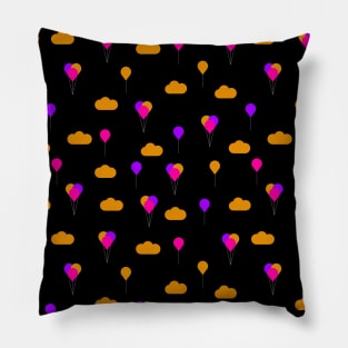 Love in the air with clouds and balloons pattern Pillow