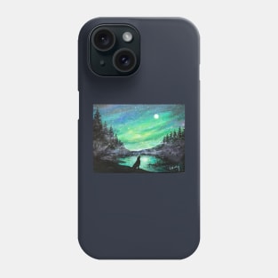 Aurora Borealis, Northern Moon and Arctic Wolf Phone Case