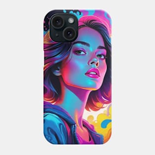 An Illustration of a Woman's Psychedelic Vision - colorful Phone Case