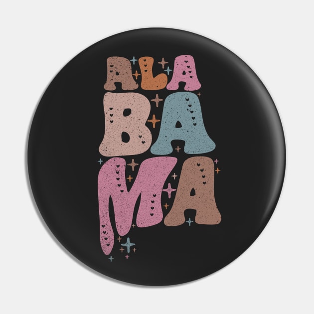 Alabama US State Retro Typography Pin by Mastilo Designs