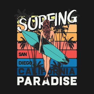 Surfing San Diego California Paradise T-Shirt