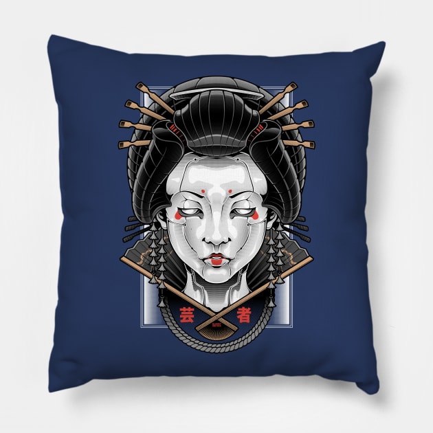 Mecha Geisha Pillow by BlackoutBrother