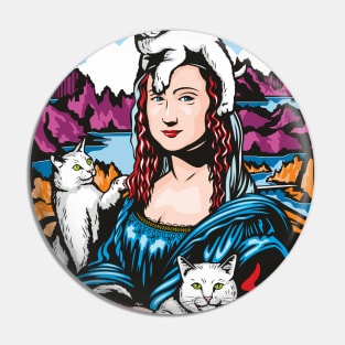 Mona Lisa With Cats Pin