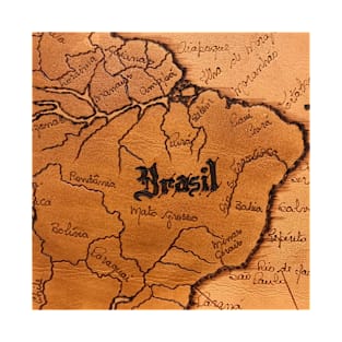 Brazil Map in Leather T-Shirt