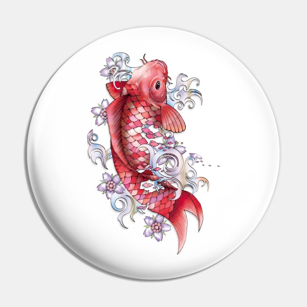 Garnet Koi Fish Pin by TurkeysDesign