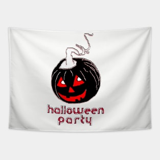 Happy Hallowin Party Halloween day red pumpkin pixel art Tapestry