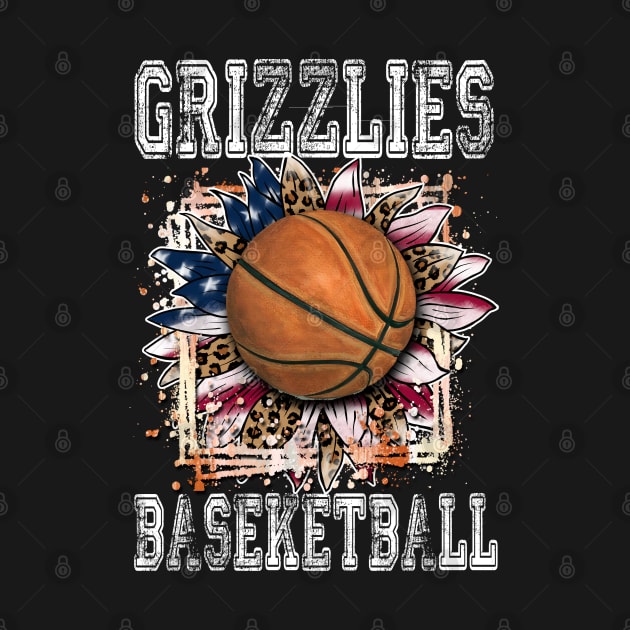 American Flag Personalized Grizzlies Proud Name Basketball by Irwin Bradtke