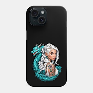 Bohemian Tattooed Girl with a dragon pet comic design Phone Case