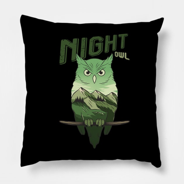 Owl Landscape Pillow by Arestration