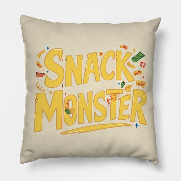 SNACK MONSTER Pillow by DXINERZ