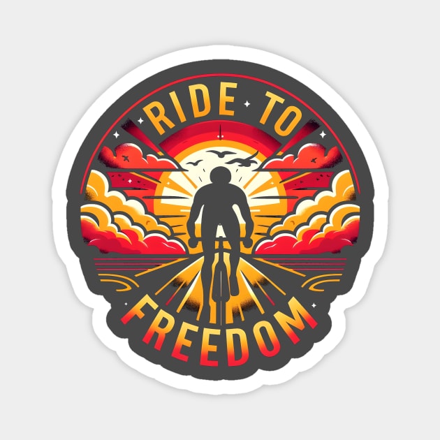 Ride to Freedom, Road Bicycle Magnet by Vinokurio